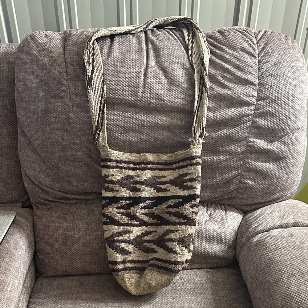 Stylish Brown and Cream Patterned Women's Bag